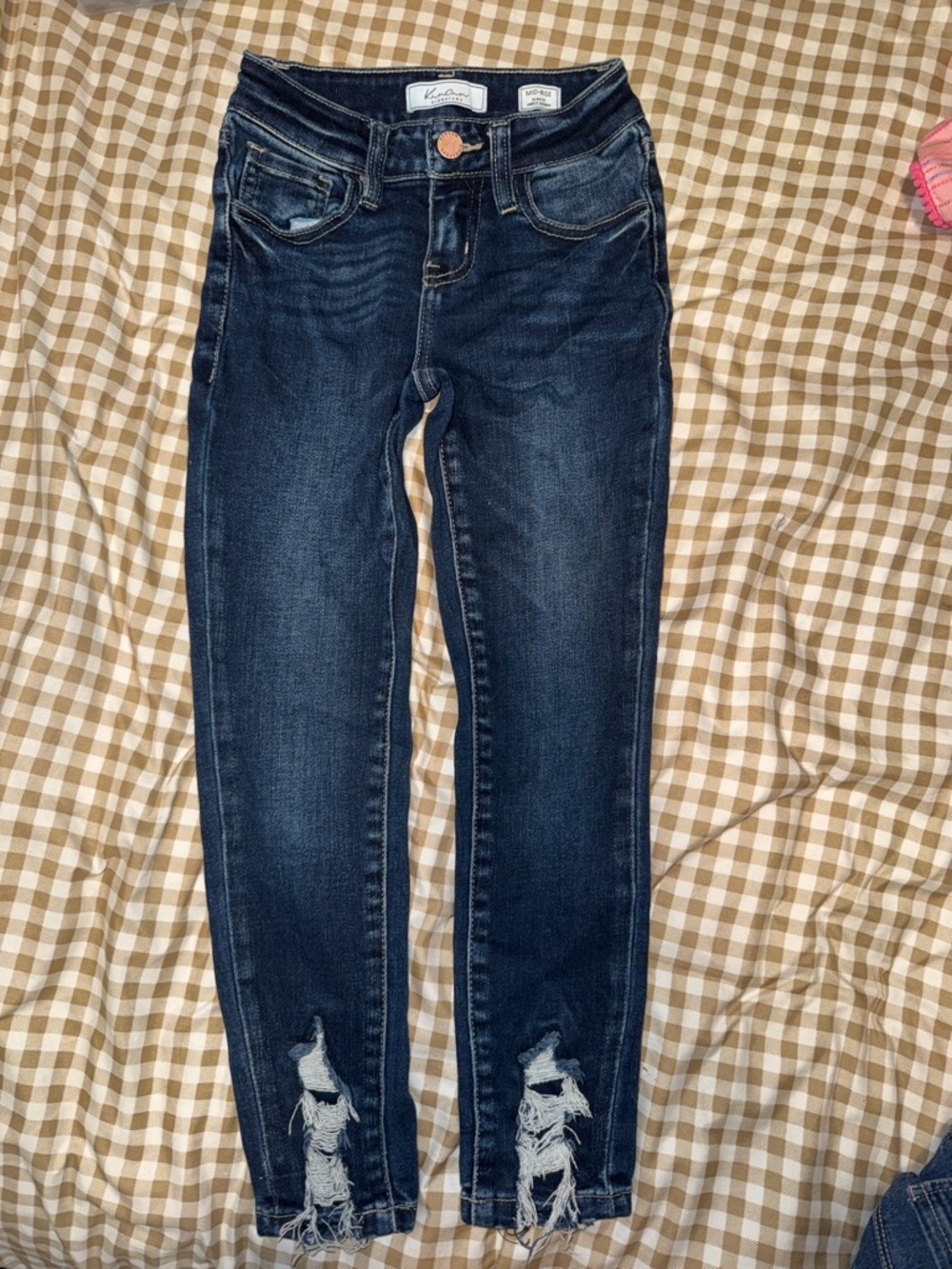Girls kancans Dark Wash Distressed Skinny Jeans - Dark Blue size 7